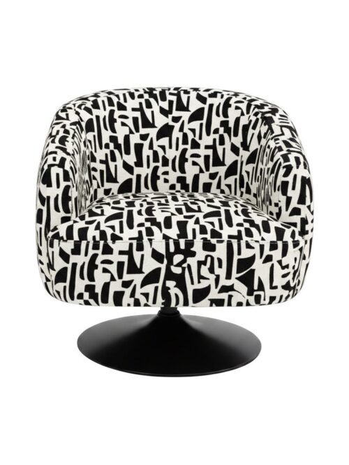 Fauteuil Pivotant Noir-Blanc Tissu-Métal Ixia