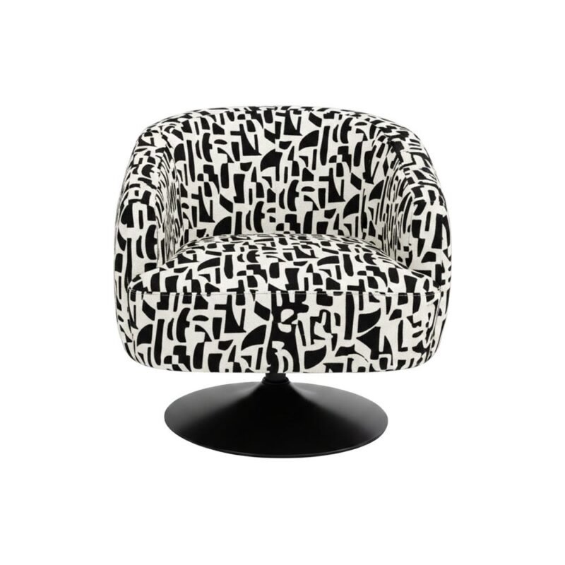 Fauteuil Pivotant Noir-Blanc Tissu-Métal Ixia