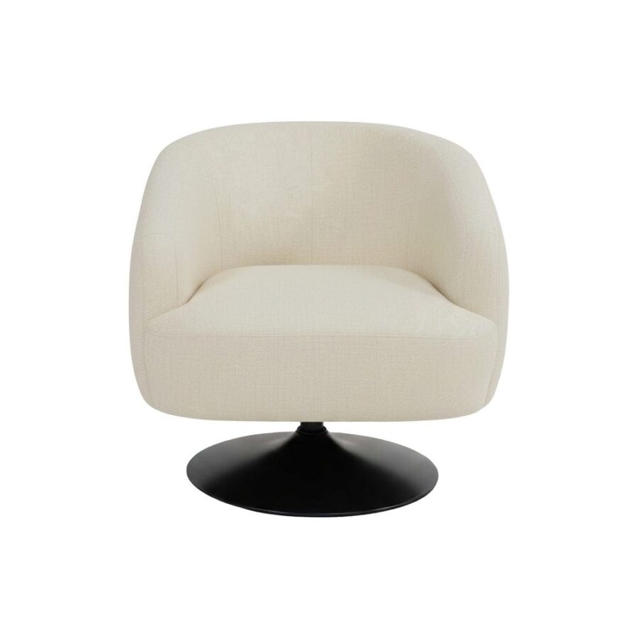 Fauteuil Pivotant Crème Tissu-Métal Ixia