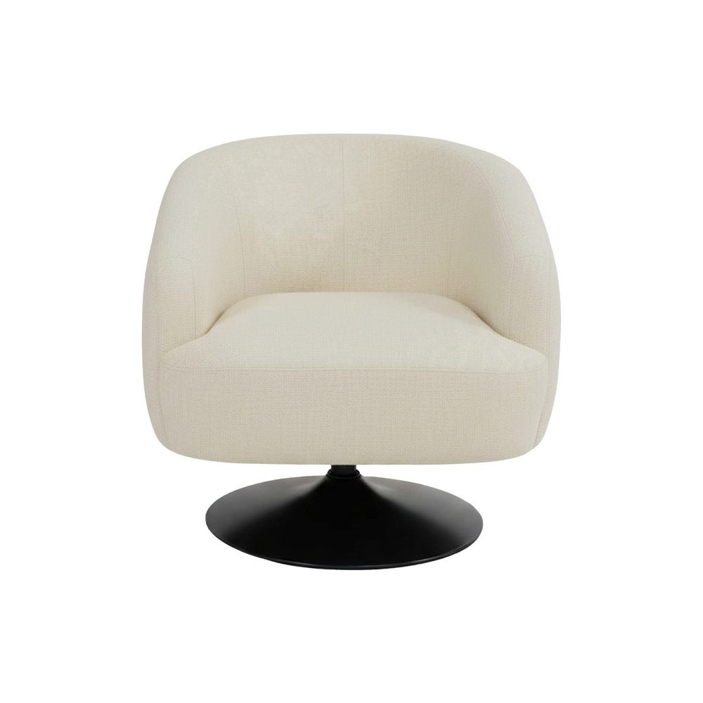 Fauteuil Pivotant Crème Tissu-Métal Ixia