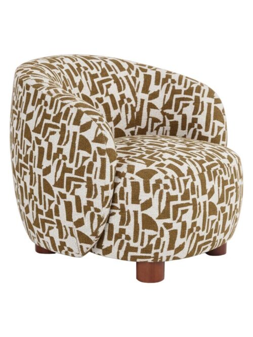 Fauteuil Imprimée Créme-Ocre Tissu-Métal Ixia