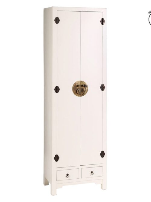 Armoire Laqué Blanc 2 Portes 2 Tiroirs Ixia 185cm