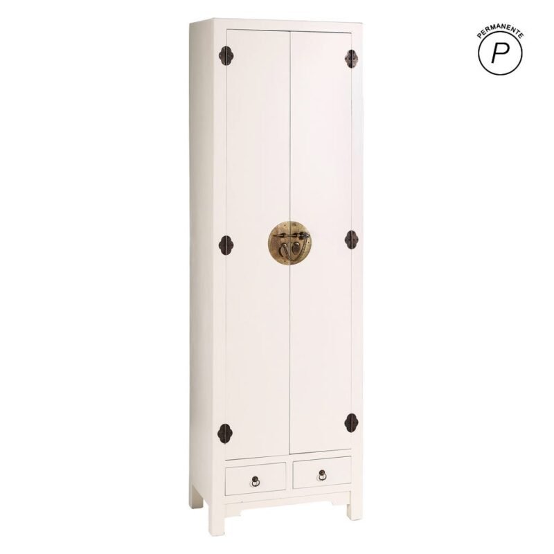 Armoire Laqué Blanc 2 Portes 2 Tiroirs Ixia 185cm