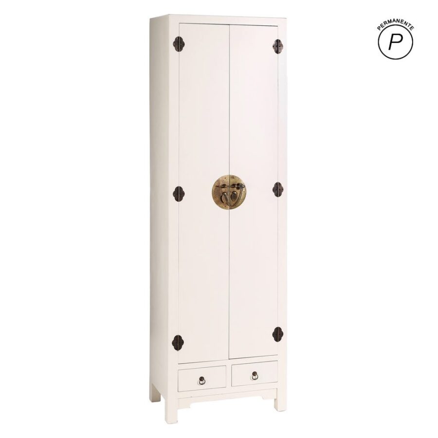 Armoire Laqué Blanc 2 Portes 2 Tiroirs Ixia 185cm
