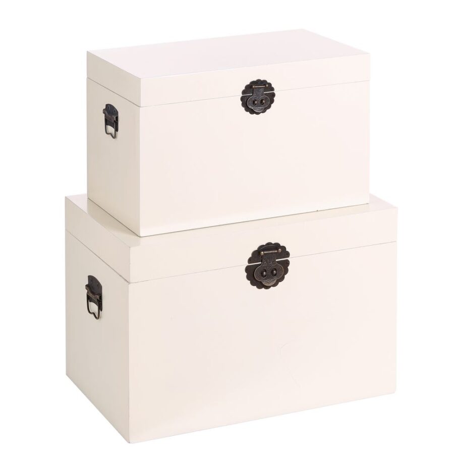 Set De 2 Malles Rangement Blanc Cassé Ixia 60cm