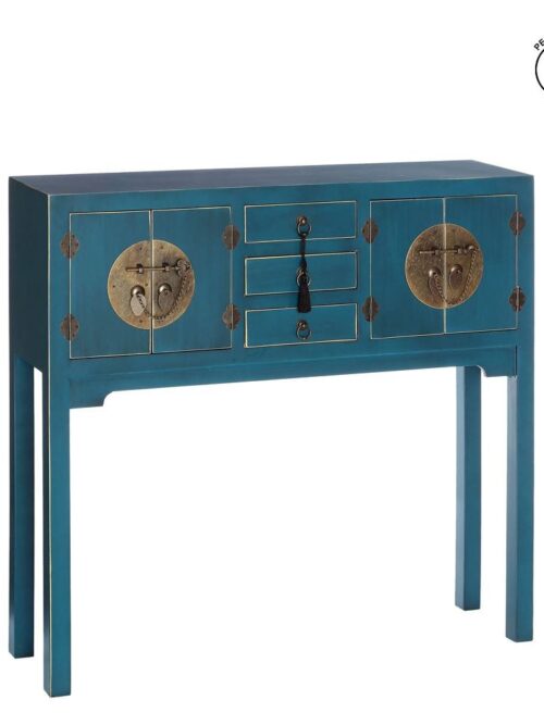 Console Bleu Pétrole Liserets Dorés Ixia 95cm