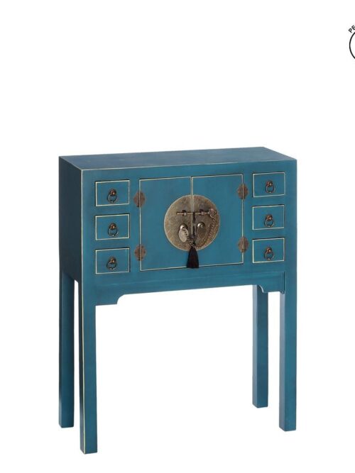 Console Teinte Bleue Profonde 6 Tiroirs Ixia 63cm