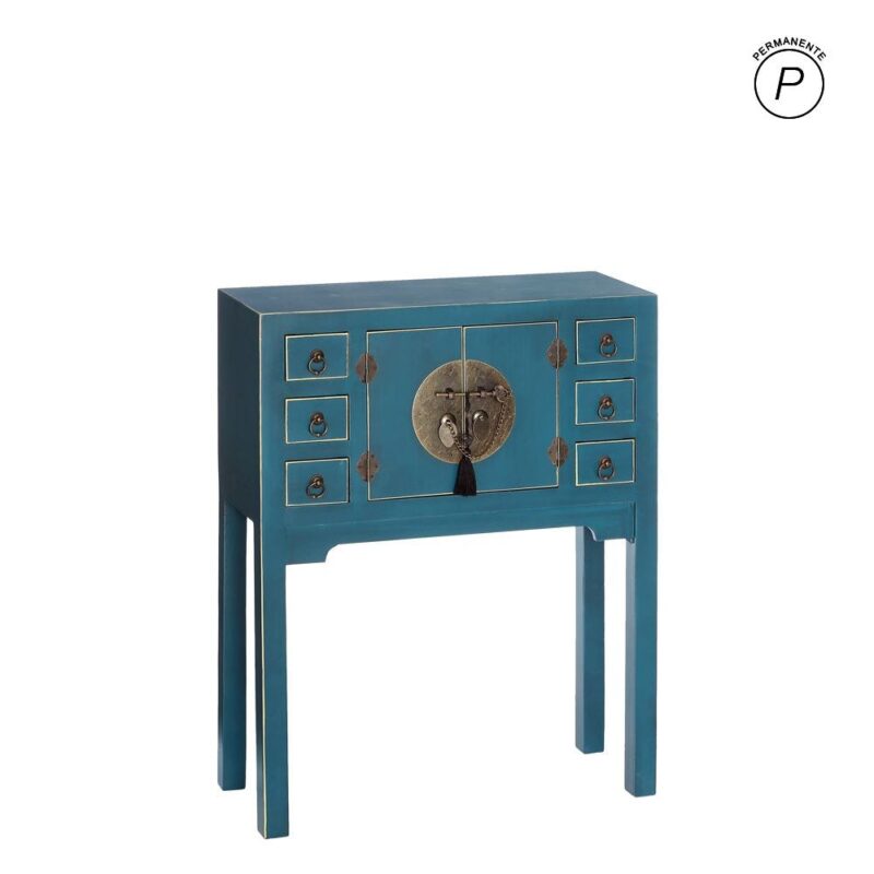 Console Teinte Bleue Profonde 6 Tiroirs Ixia 63cm