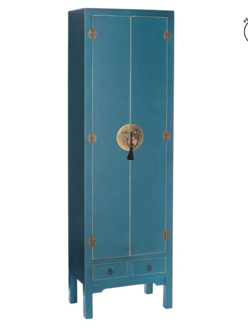 Armoire Haute Teinte Bleu Profond Fermoir Laiton Ixia 185cm