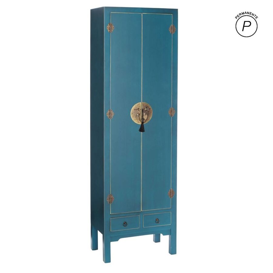 Armoire Haute Teinte Bleu Profond Fermoir Laiton Ixia 185cm