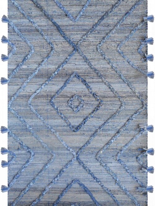 Tapis Worgan Bleu/Ivoire Coton