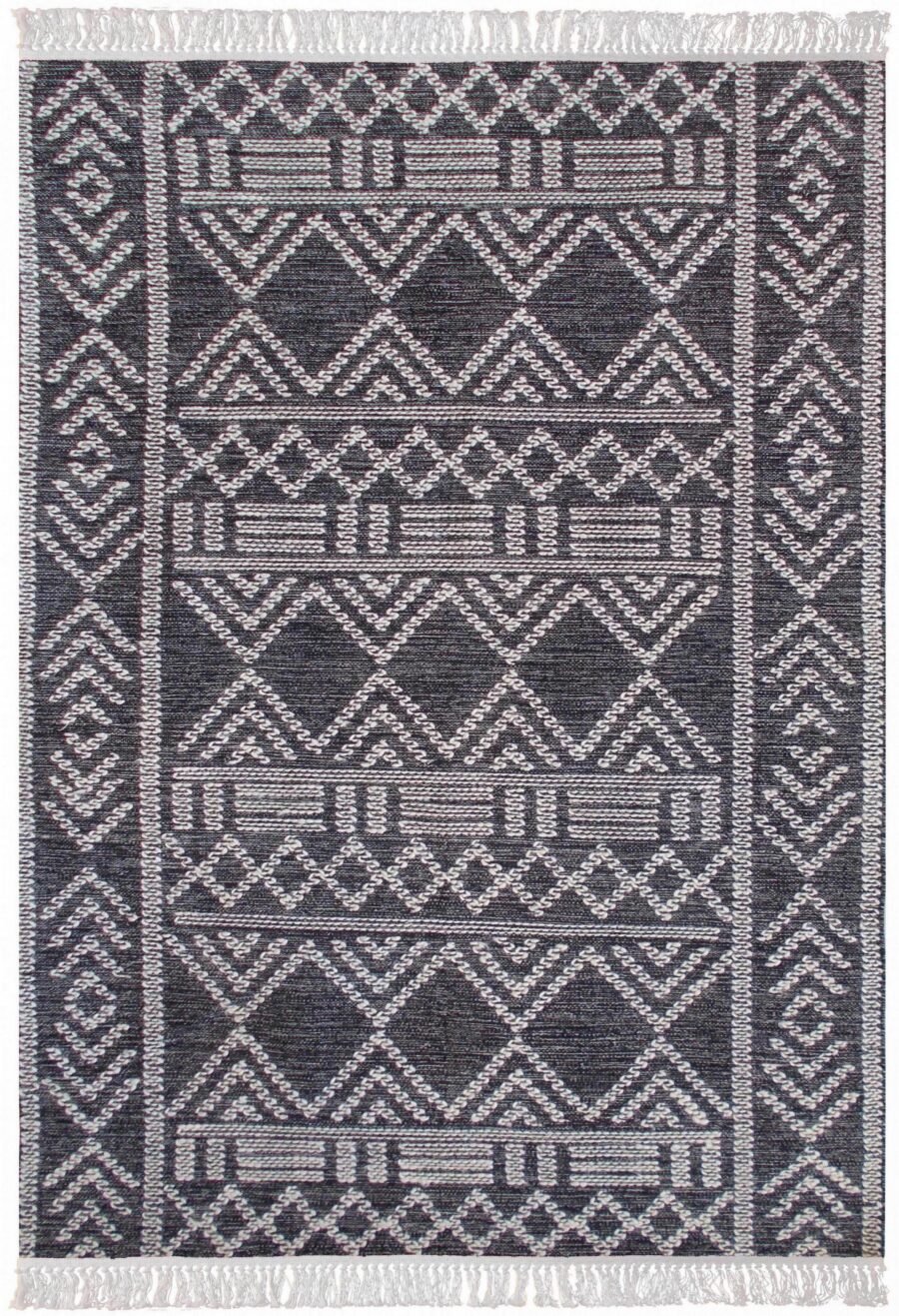 Tapis Maïs Charbon/Ivoire Coton