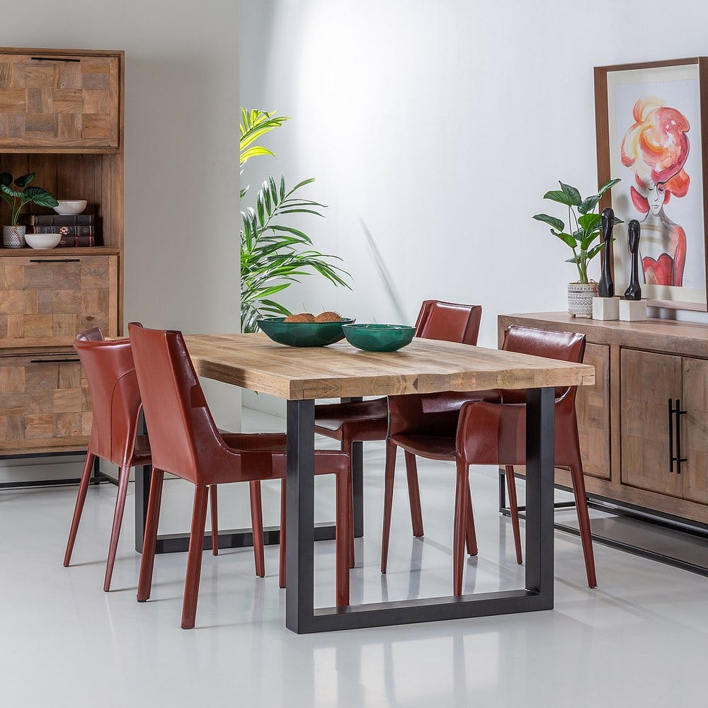 Table À Manger Noir Bois Massif De Manguier Ixia 180cm – Image 7