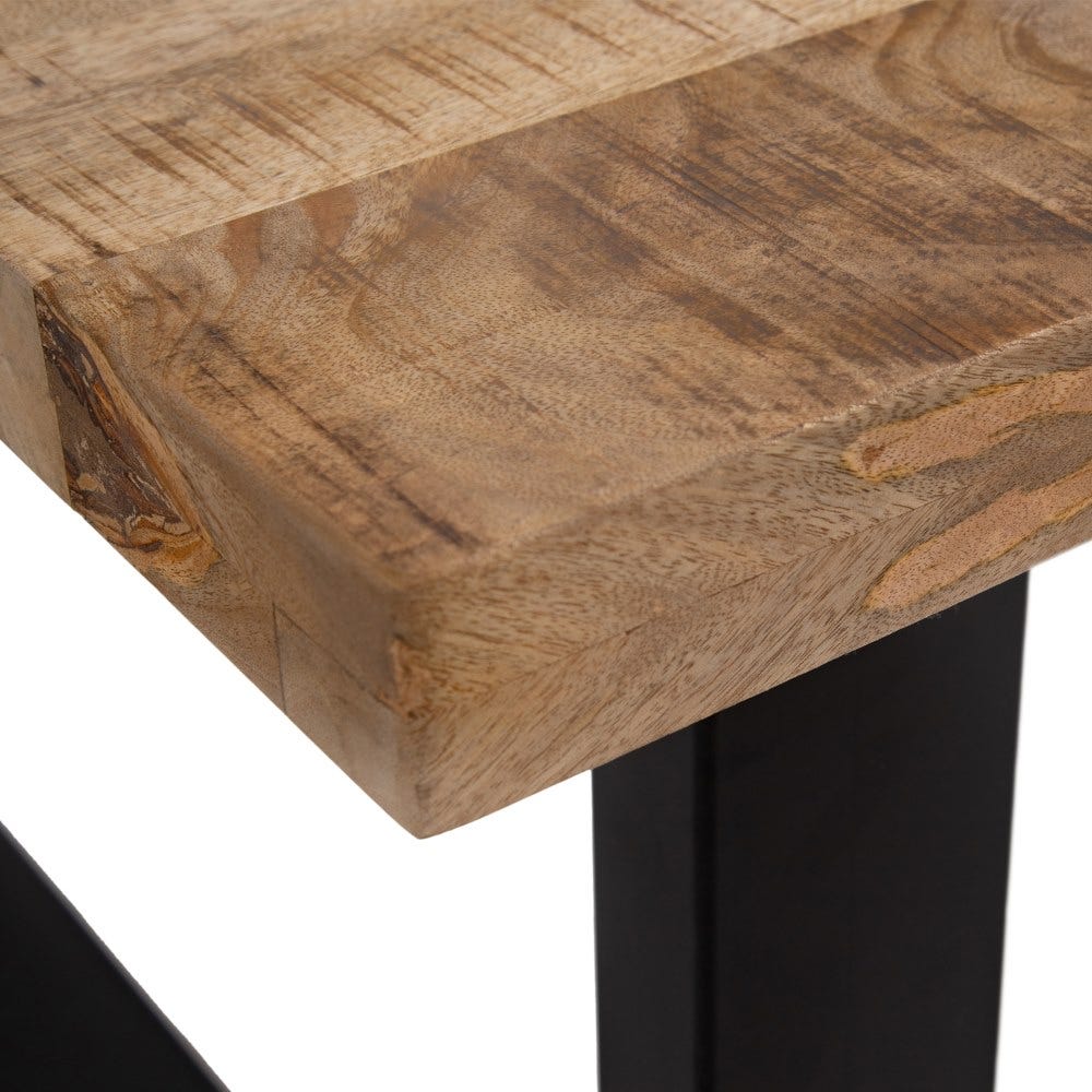 Table À Manger Noir Bois Massif De Manguier Ixia 180cm – Image 2