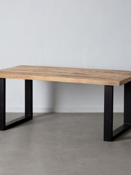 Table À Manger Noir Bois Massif De Manguier Ixia 180cm