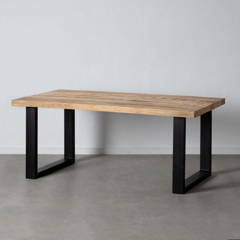 Table À Manger Noir Bois Massif De Manguier Ixia 180cm