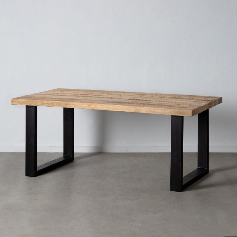 Table À Manger Noir Bois Massif De Manguier Ixia 180cm
