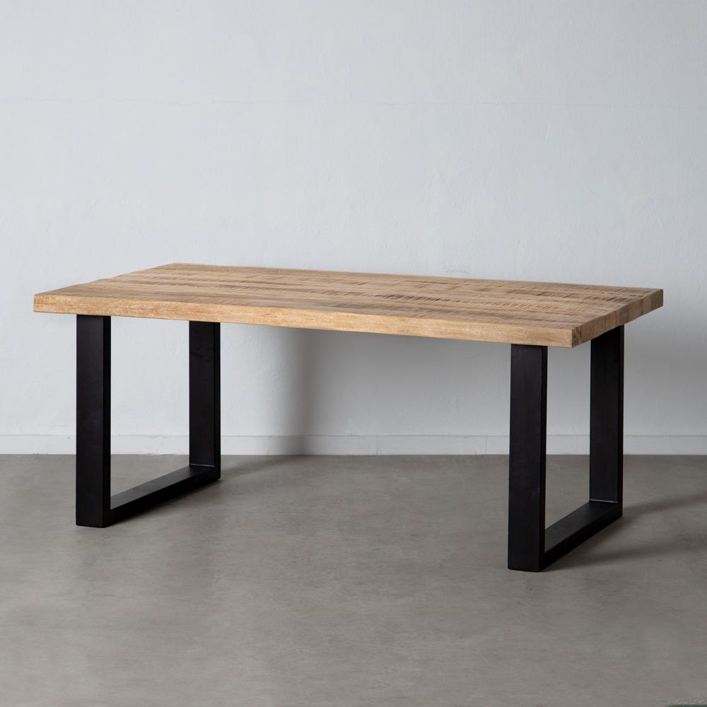 Table À Manger Noir Bois Massif De Manguier Ixia 180cm