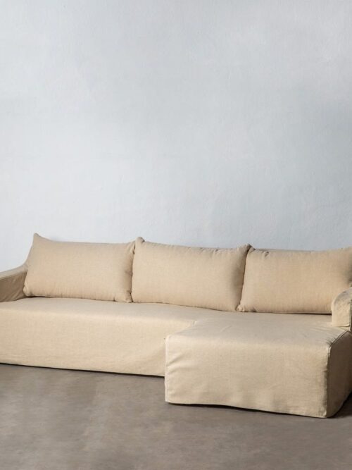 Canapé D'angle Beige Coton Lin Ixia 249cm