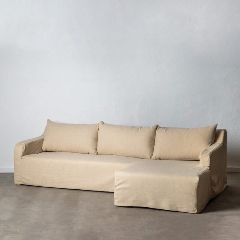 Canapé D'angle Beige Coton Lin Ixia 249cm