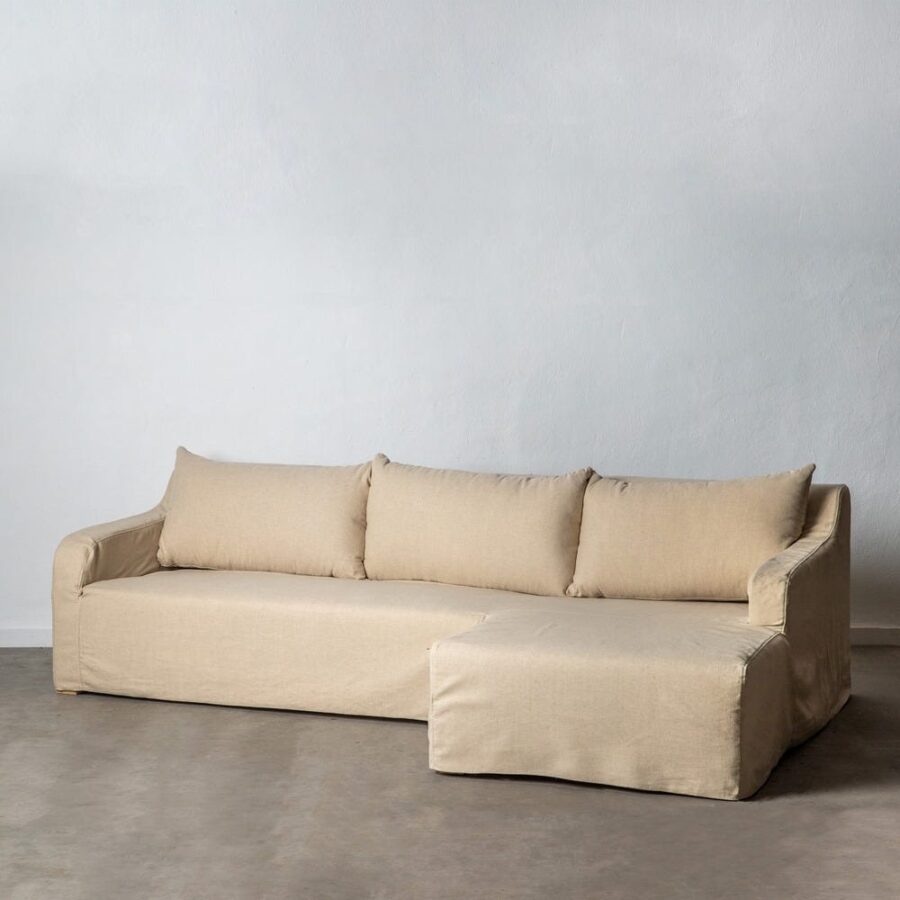 Canapé D'angle Beige Coton Lin Ixia 249cm