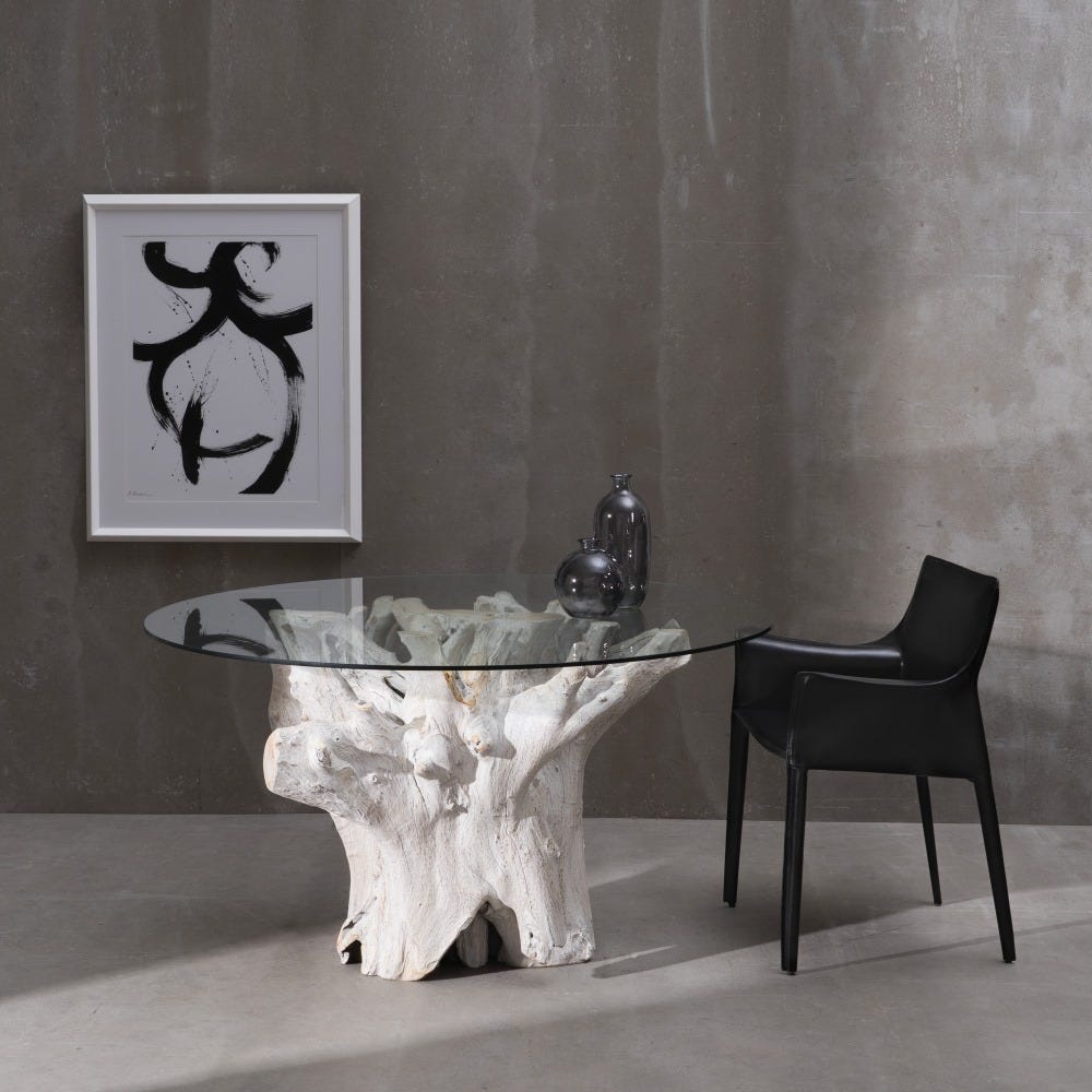Table À Manger Ronde Blanc Bois Teck Ixia 140cm – Image 8