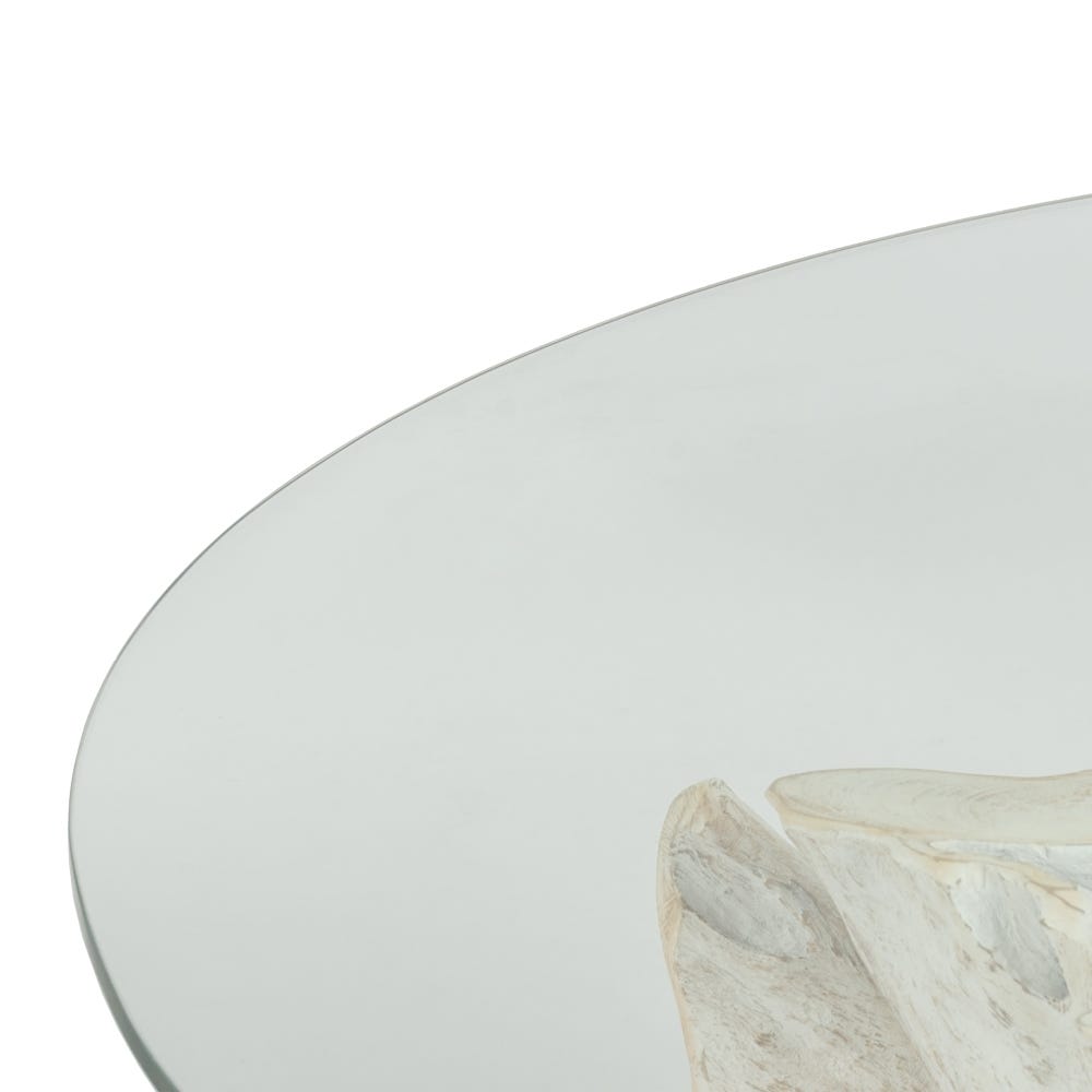 Table À Manger Ronde Blanc Bois Teck Ixia 140cm – Image 2