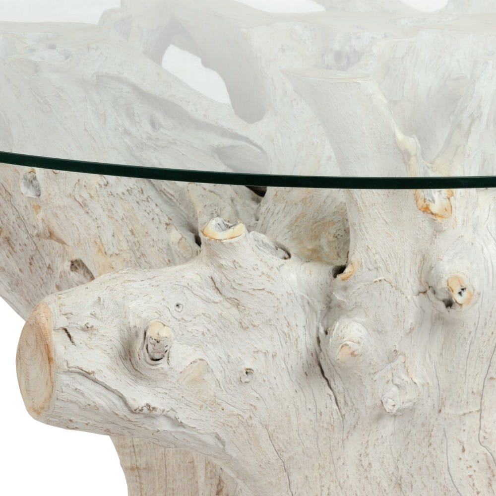 Table À Manger Ronde Blanc Bois Teck Ixia 140cm – Image 3