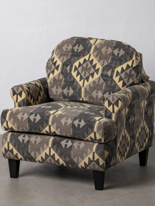 Fauteuil Noir Coton Bois Ixia 95cm