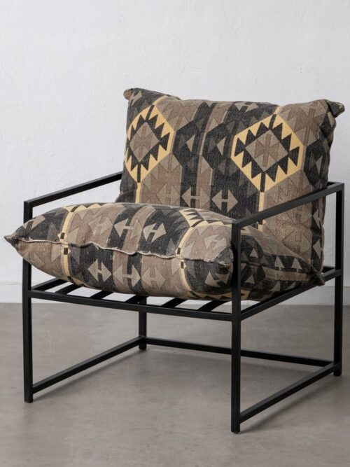 Fauteuil Noir Tissu Métal Ixia 70x84x86 Cm