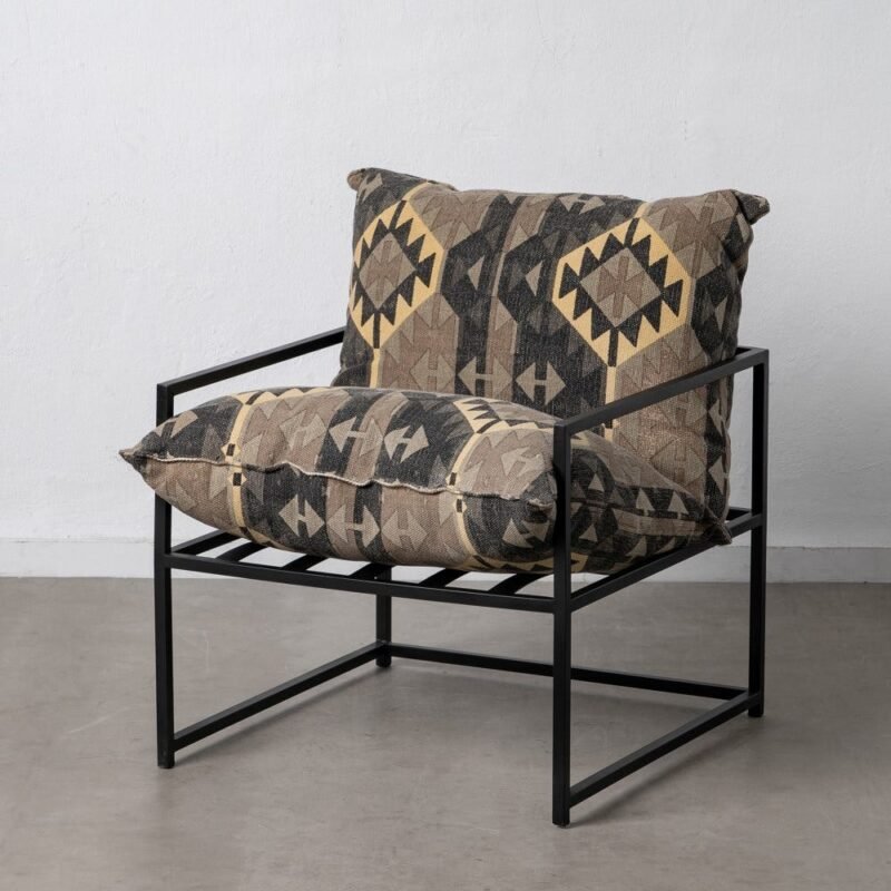 Fauteuil Noir Tissu Métal Ixia 70x84x86 Cm