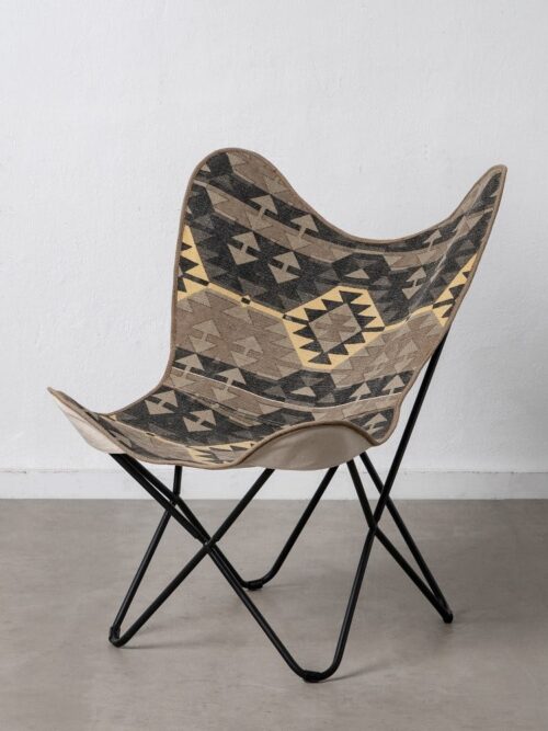 Fauteuil Papillon Noir Tissu Métal Ixia 95cm