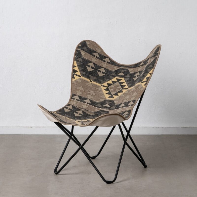 Fauteuil Papillon Noir Tissu Métal Ixia 95cm