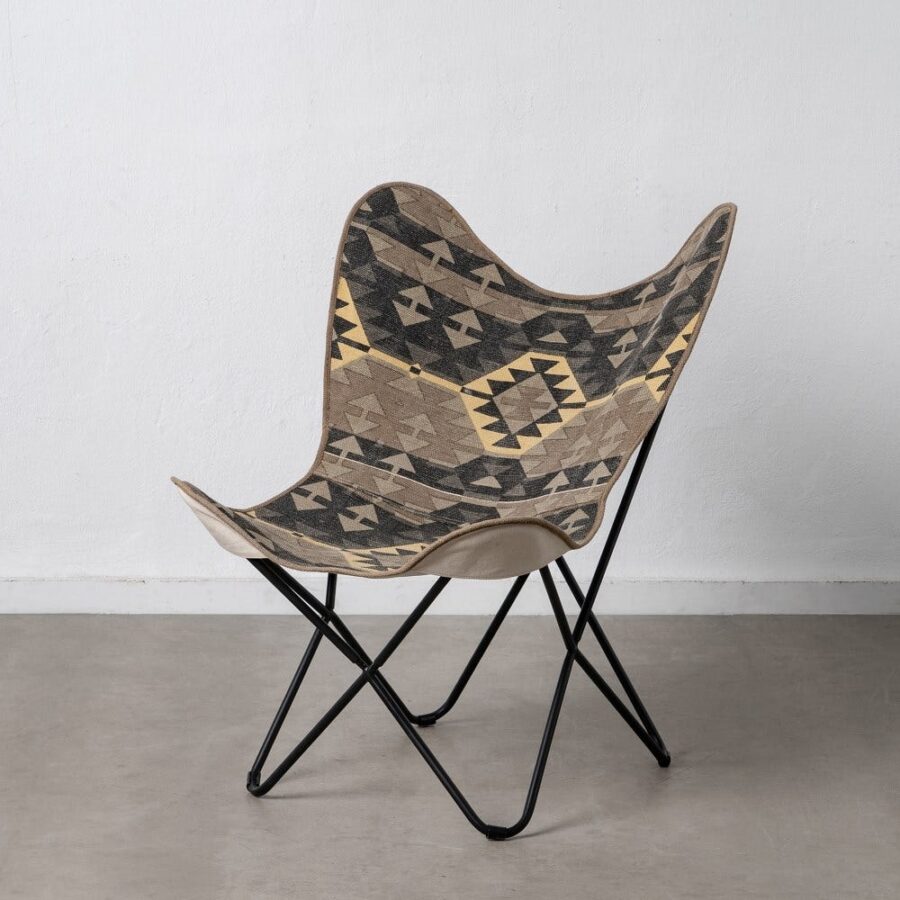 Fauteuil Papillon Noir Tissu Métal Ixia 95cm