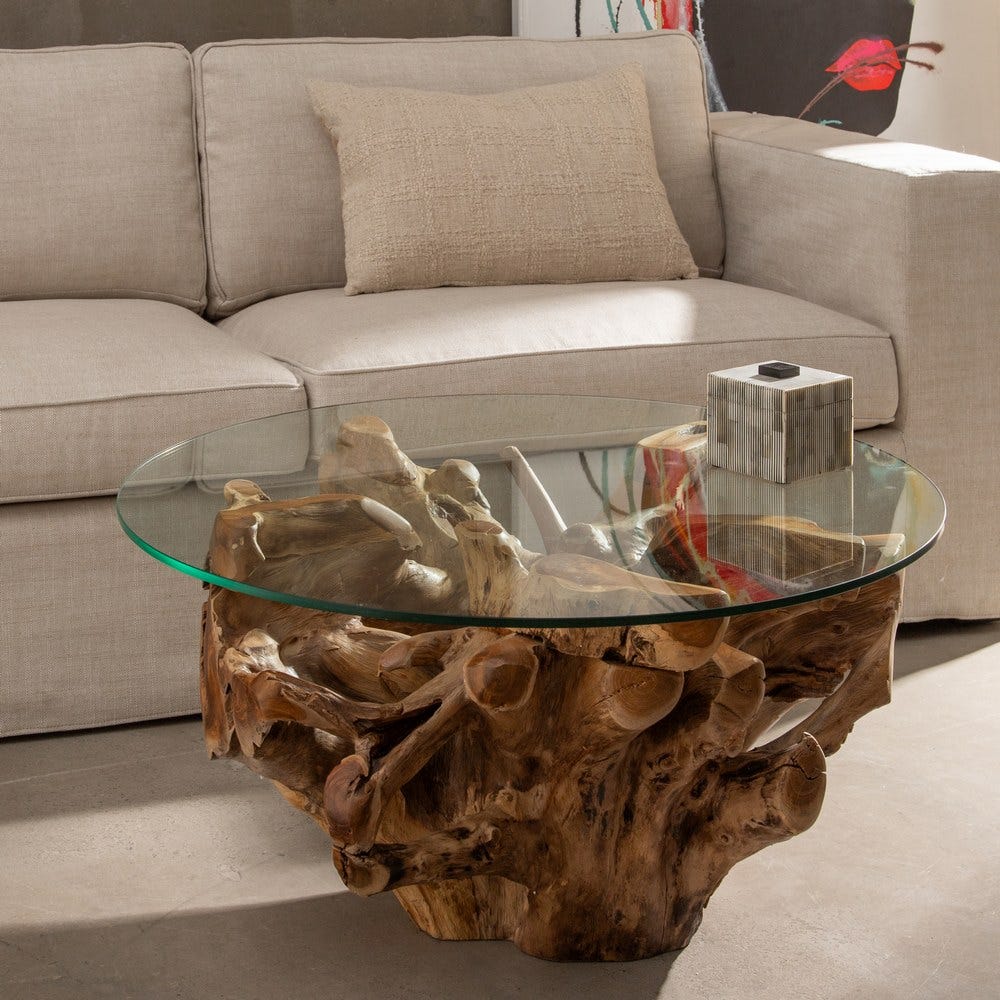 Table Basse Ronde Bois Et Verre Ixia 90cm – Image 7