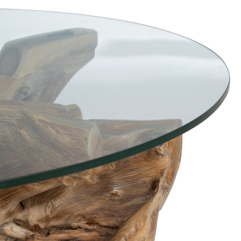 Table Basse Ronde Bois Et Verre Ixia 90cm – Image 2