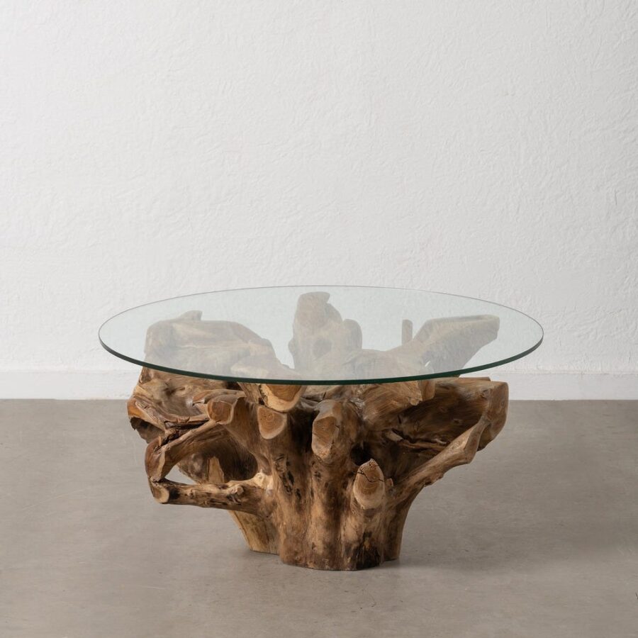 Table Basse Ronde Bois Et Verre Ixia 90cm