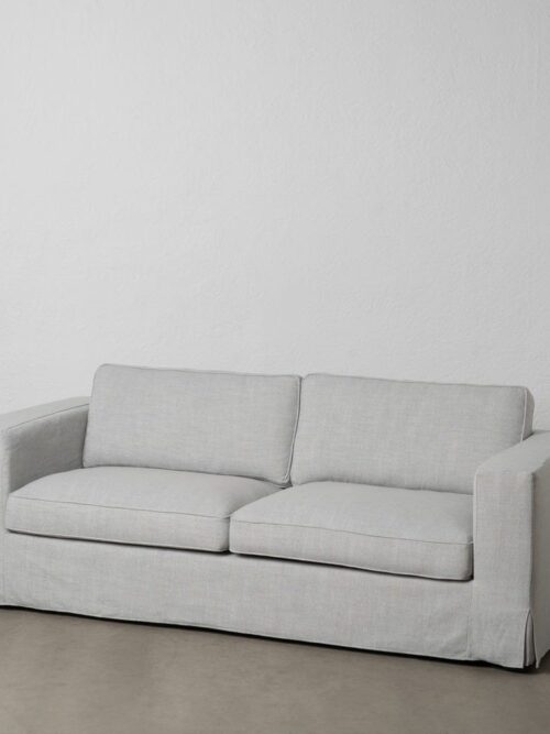 Canapé 3 Places Gris Polyester Lin Ixia 222cm