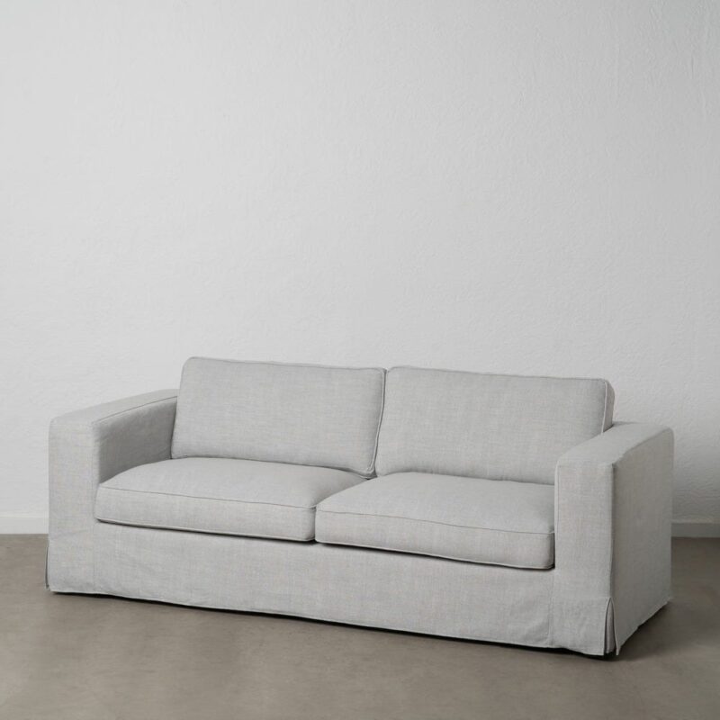 Canapé 3 Places Gris Polyester Lin Ixia 222cm