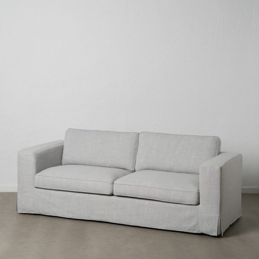 Canapé 3 Places Gris Polyester Lin Ixia 222cm