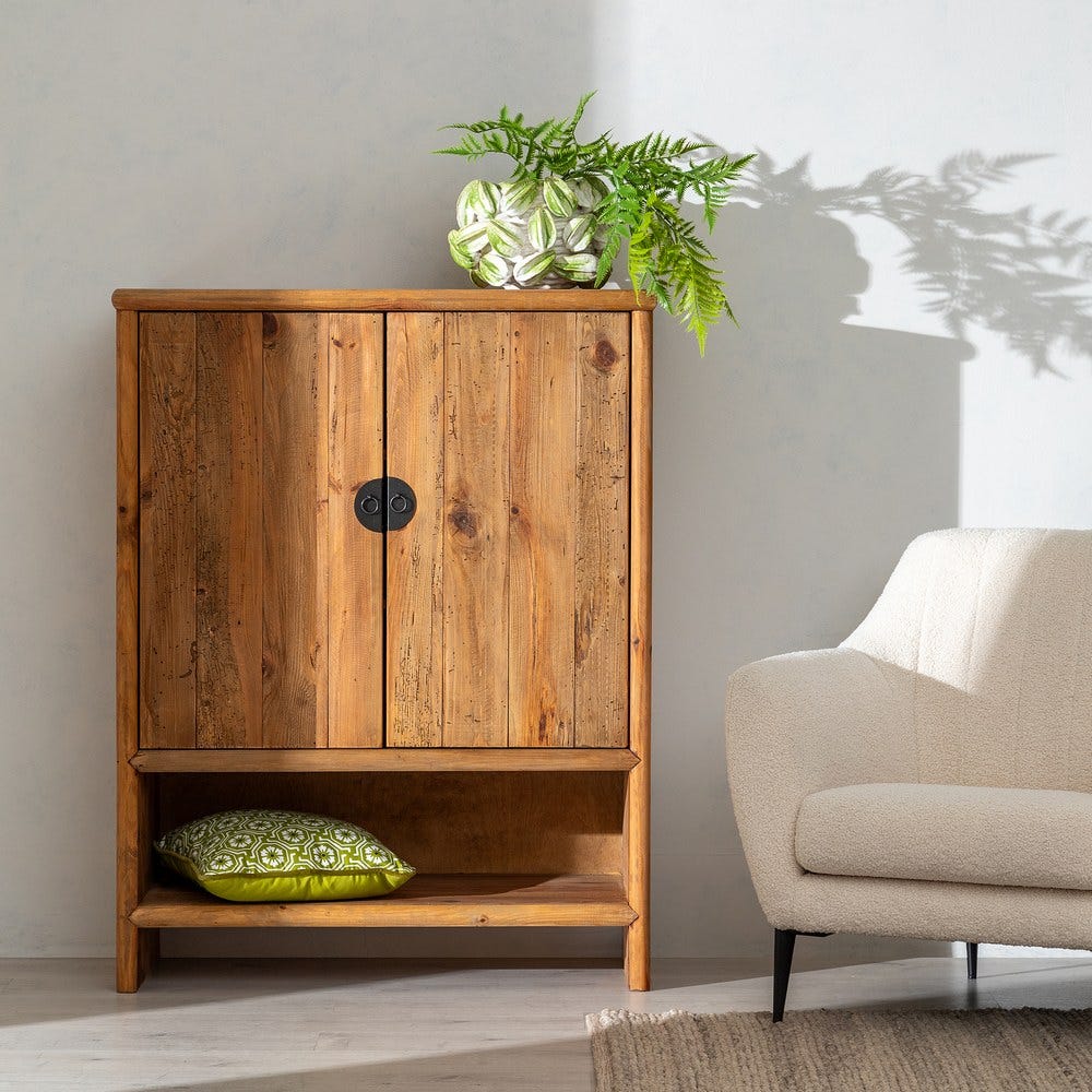 Armoire Naturel Bois De Pin Recyclé Ixia 130cm – Image 10