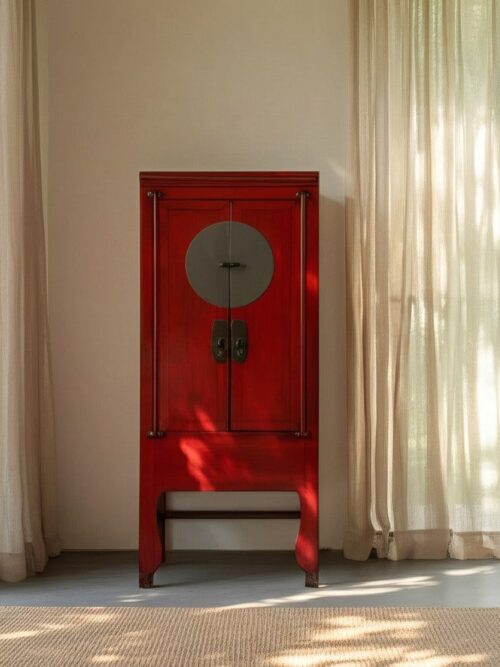 Armoire Rouge Bois Ixia 195cm
