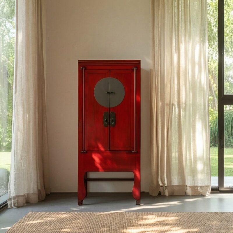 Armoire Rouge Bois Ixia 195cm