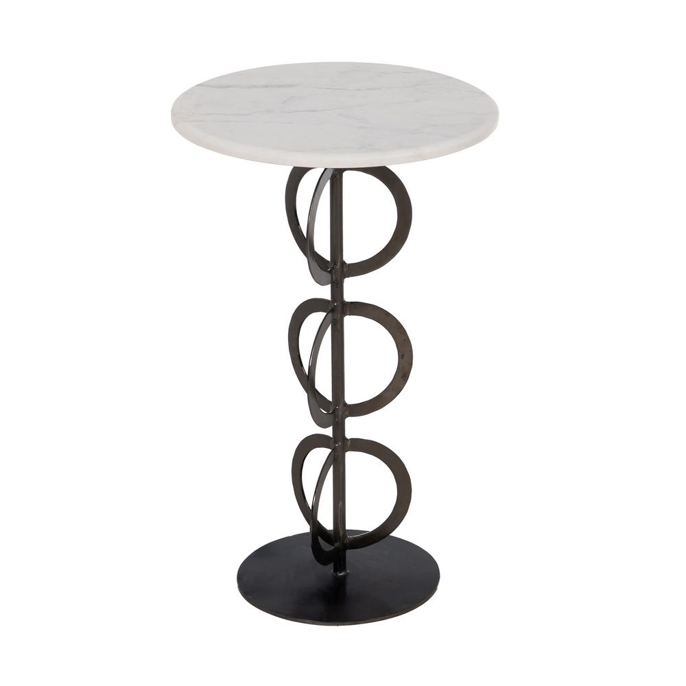 Table D'appoint Ronde Blanc Marbre Ixia 63cm – Image 2