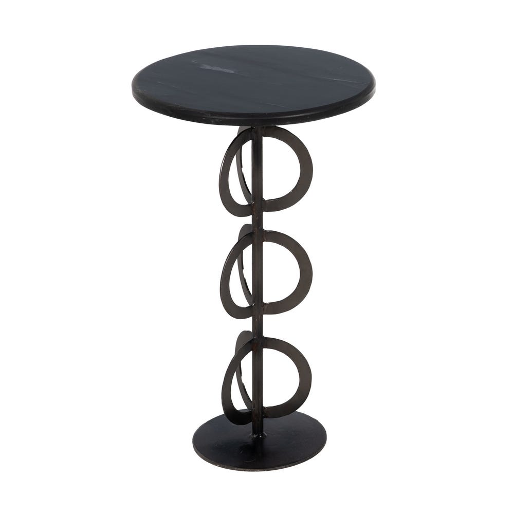 Table D'appoint Ronde Blanc Marbre Ixia 63cm – Image 3