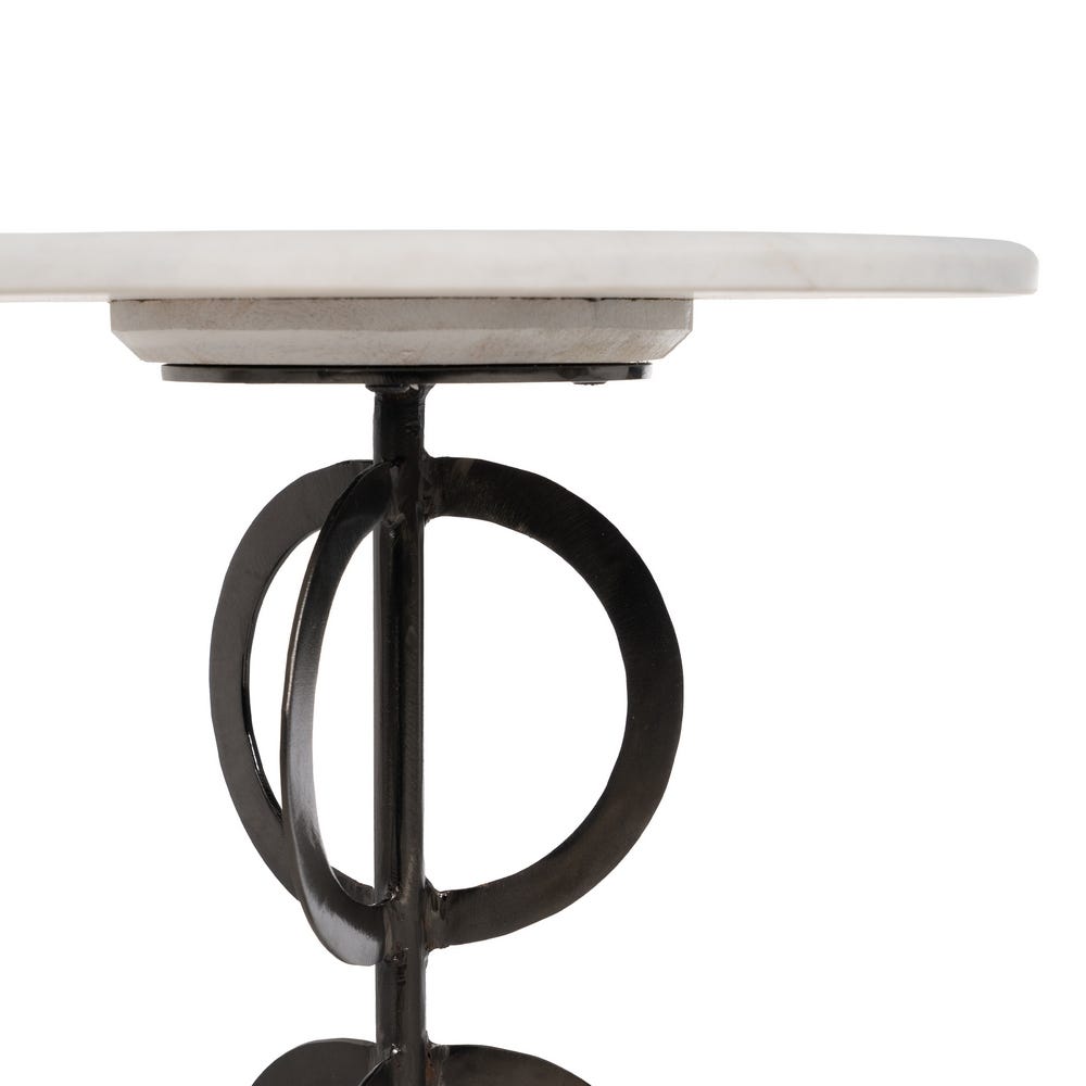 Table D'appoint Ronde Blanc Marbre Ixia 63cm – Image 6