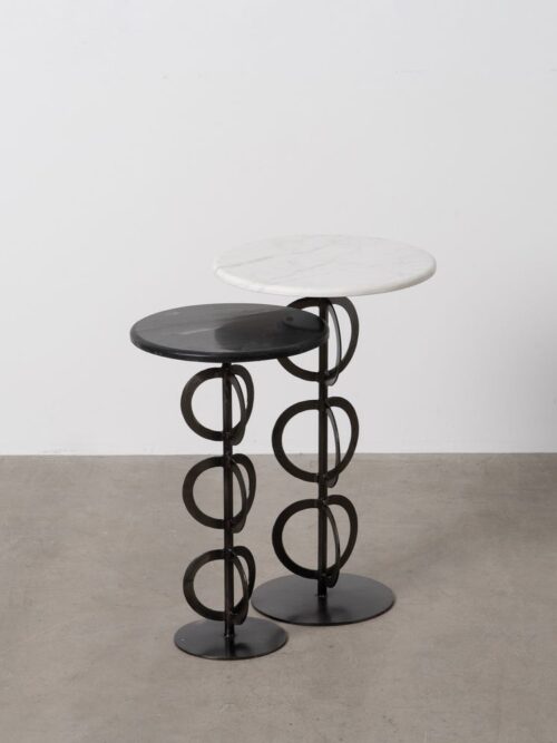 Table D'appoint Ronde Blanc Marbre Ixia 63cm