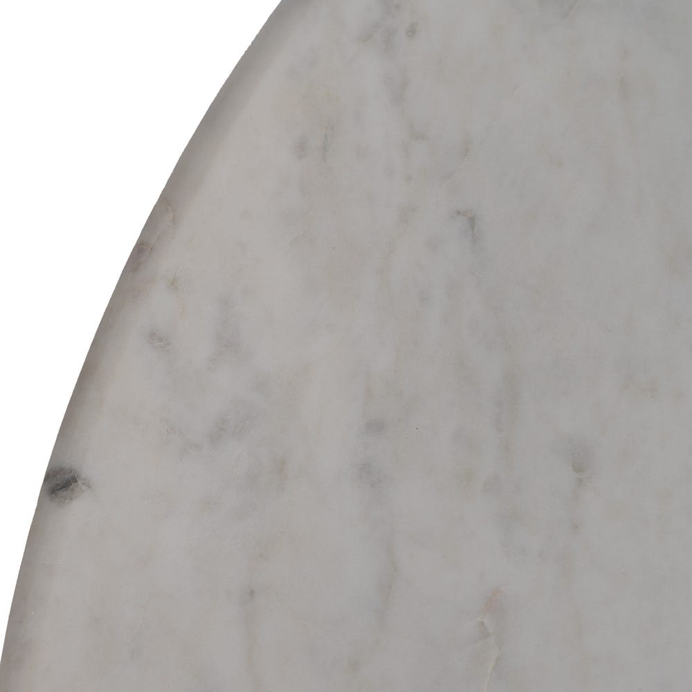 Table Basse Ronde Blanc Marbre Et Bois Ixia 80cm – Image 2