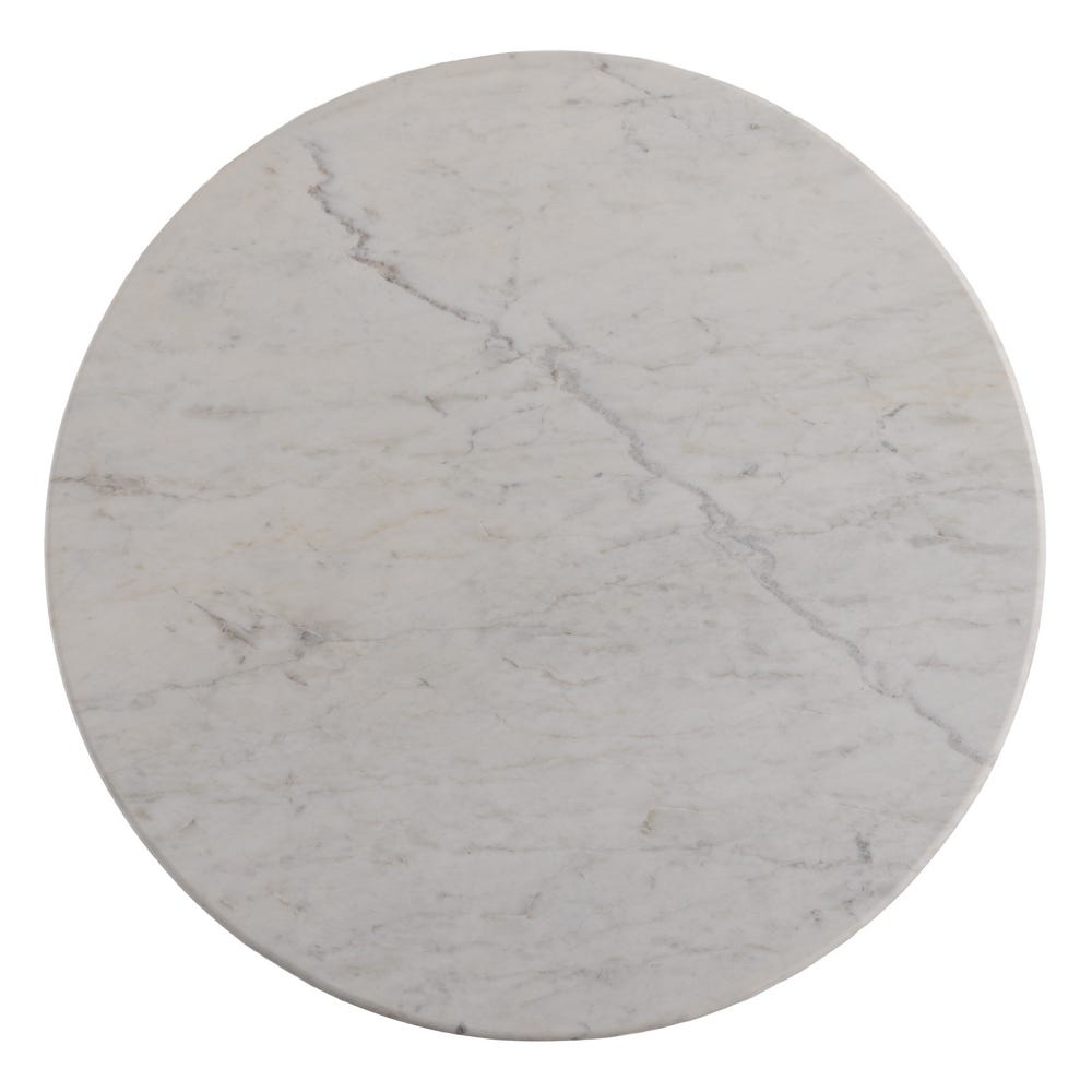 Table Basse Ronde Blanc Marbre Et Bois Ixia 80cm – Image 7