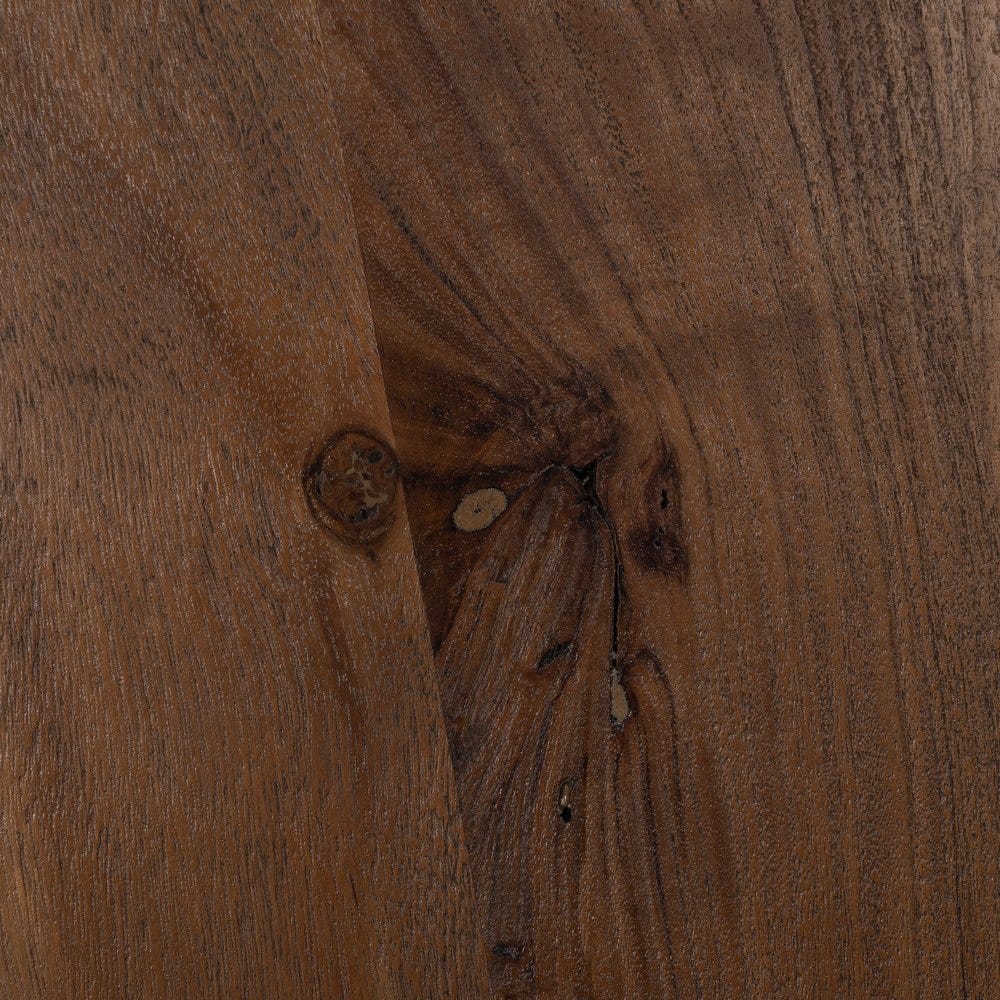 Table À Manger Ronde Marron Bois D'acacia Ixia 130cm – Image 3